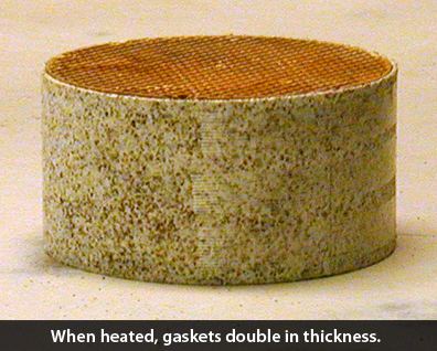 Condar's CatGard expanding gasket for woodstove combustors expands to double its thickness