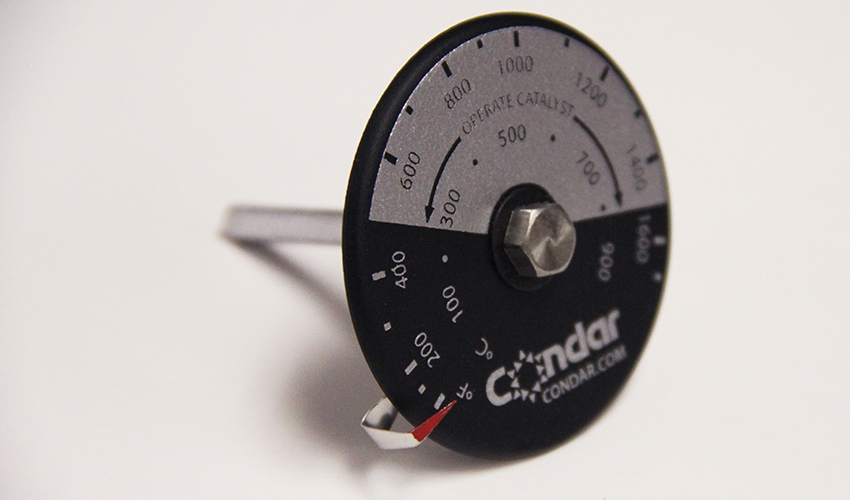 Condar catalytic probe dial design with red pointer